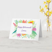 水彩トロピカルリタイアパーソナライズされた カード (黄色い花)