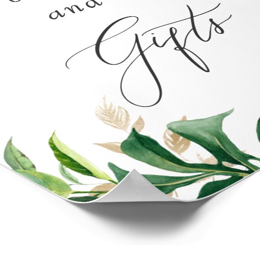 水彩トロピカルリーフカードとギフトサイン ポスター (角)