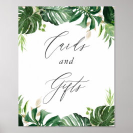 水彩トロピカルリーフカード＆ギフトサイン ポスター