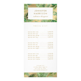 水彩トロピカルリーフパターン on 偽のゴールド ラックカード