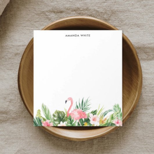 水彩トロピカルリーフフラミンゴカスタムメモ帳 ノートパッド