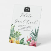 水彩トロピカル写真ゲストブック ウェディング 台座サイン (正面)