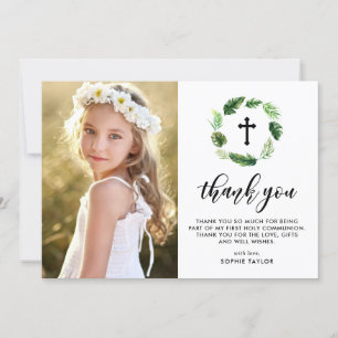 水彩トロピカル葉リース初会 サンキューカード