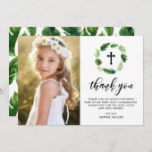 水彩トロピカル葉リース初会 サンキューカード (正面/裏面)