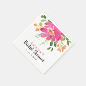 水彩トロピカル ピンクとオレンジのブライダルシャワー スタンダードカクテルナプキン (角)