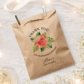 水彩トロピカル ピンクハイビスカス ハワイアン フェイバーバッグ (クリップ留めされた状態)