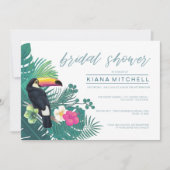水彩トロピカル ブライダル シャワー ティール ID577 招待状 (正面)