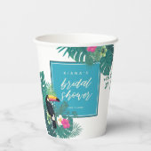 水彩トロピカル ブライダル シャワー ティール ID577 紙コップ (裏面)