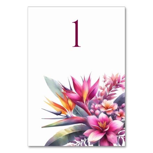 水彩トロピカル ブリス - 結婚式テーブルカード テーブルナンバー (正面)
