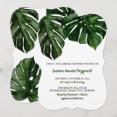 水彩トロピカル モンステラ グリーン | ブライダルシャワー 招待状 (正面/裏面)