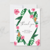 水彩トロピカル – 感謝していユーブライダルシャワー サンキューカード (正面)