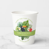 水彩トロピカルw/トゥーカンありがとうグリーンID577 紙コップ (裏面)