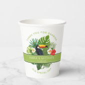 水彩トロピカルw/トゥーカンありがとうグリーンID577 紙コップ (正面)