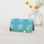 水彩トロピカ結婚のテーブルティール(緑がかった色)ID577 プレイスカード (裏面)