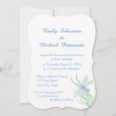 水彩トンフライブルーグリーン自然結婚ズ 招待状 (裏面)