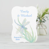 水彩トンフライブルーグリーン自然結婚ズ 招待状 (スタンド正面)