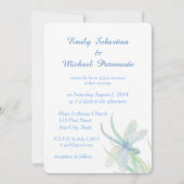 水彩トンフライブルーグリーン自然結婚ズ 招待状 (裏面)