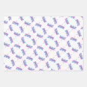 水彩トンボのピンクのブルークラシック ラッピングペーパーシート (正面2)