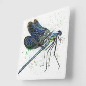 水彩トンボ時計 スクエア壁時計 (傾斜)