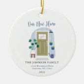 水彩ドア初めてのクリスマスニューホーム セラミックオーナメント (正面)