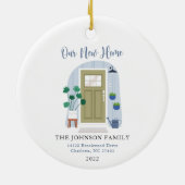 水彩ドア初めてのクリスマスニューホーム セラミックオーナメント (裏面)