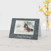 水彩ドイツの羊飼いの誕生日カード。 カード (黄色い花)