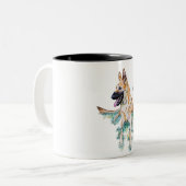 水彩ドイツの羊飼いマリノワパーソナライズされた ツートーンマグカップ (正面左)