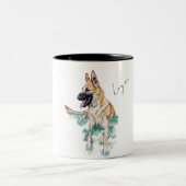 水彩ドイツの羊飼いマリノワパーソナライズされた ツートーンマグカップ (中央)