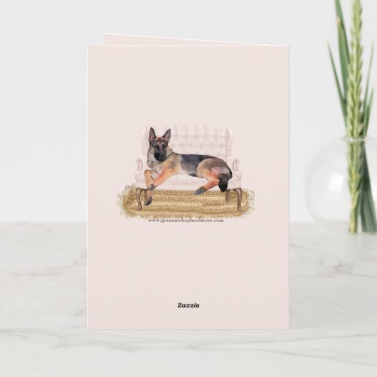 水彩ドイツ羊飼いおもしろい誕生日 カード (裏面)