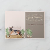 水彩ドイツ羊飼いおもしろい誕生日 カード (内部)