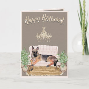 水彩ドイツ羊飼いおもしろい誕生日 カード