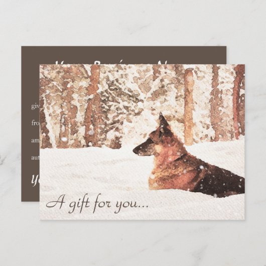 水彩ドイツ羊飼いギフト証明書 ポストカード (正面/裏面)