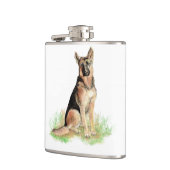 水彩ドイツ羊飼い犬ペットかわいい動物 フラスク (左)