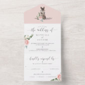 水彩ドイツ羊飼い犬&フローラピンクローズ オールインワン招待状 (内側)