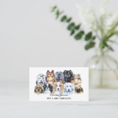 水彩ドッグウォーカーペットシッター名刺 名刺 (スタンド正面)