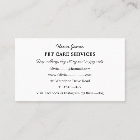 水彩ドッグウォーカーペットシッター名刺 名刺 (裏面)