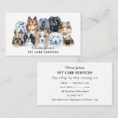 水彩ドッグウォーカーペットシッター名刺 名刺 (正面/裏面)