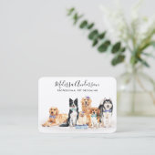 水彩ドッグウォーカーペット着座トリマーQRコード 名刺 (スタンド正面)