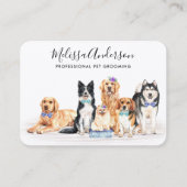 水彩ドッグウォーカーペット着座トリマーQRコード 名刺 (正面)