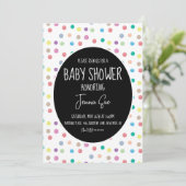 水彩ドットでペイントされたベビーシャワー 招待状 (スタンド正面)