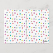 水彩ドットのファーストバースデーパーティー カラフル ポストカード (裏面)