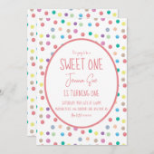 水彩ドットバースデーパーティカラフル 招待状 (正面/裏面)