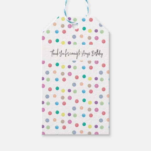 水彩ドット手のパタ絵を描ーンカラフル ギフトタグ (正面)