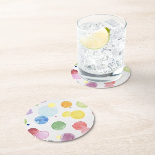 水彩ドット1 ラウンドペーパーコースター (インサイチュ)