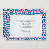 水彩ドット ピンク ブルー 汎用パーティー 招待状 (正面/裏面)