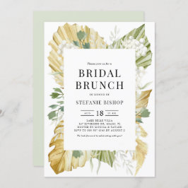 水彩ドライパーム葉ブライダルサマーブランチ 招待状