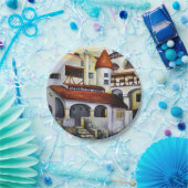 水彩ドラキュラキャッスルトランシルバニアルーマニア ペーパープレート (パーティー)