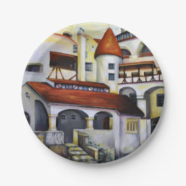 水彩ドラキュラキャッスルトランシルバニアルーマニア ペーパープレート