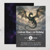 水彩ドラゴンの誕生日招待状 招待状 (正面/裏面)