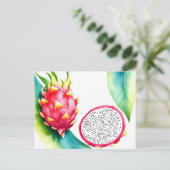 水彩ドラゴンフルーツはっきりした入りカラーオンホワイト ポストカード (スタンド正面)
